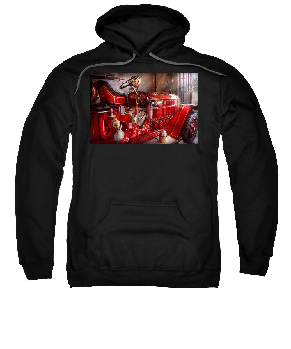 Fireman Sweatshirt featuring the Fireman - Truck - Waiting for a call by Mike Savad