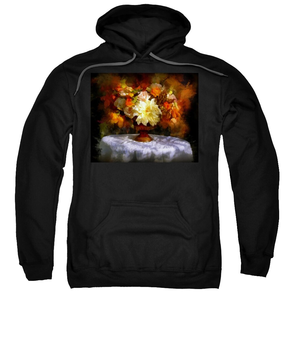 Flowers Sweatshirt featuring the painting First Day of Autumn - Still life by Lilia S