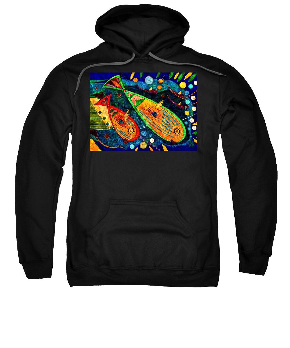 Fishes Sweatshirt featuring the painting Fishes - Water Life by Marie Jamieson
