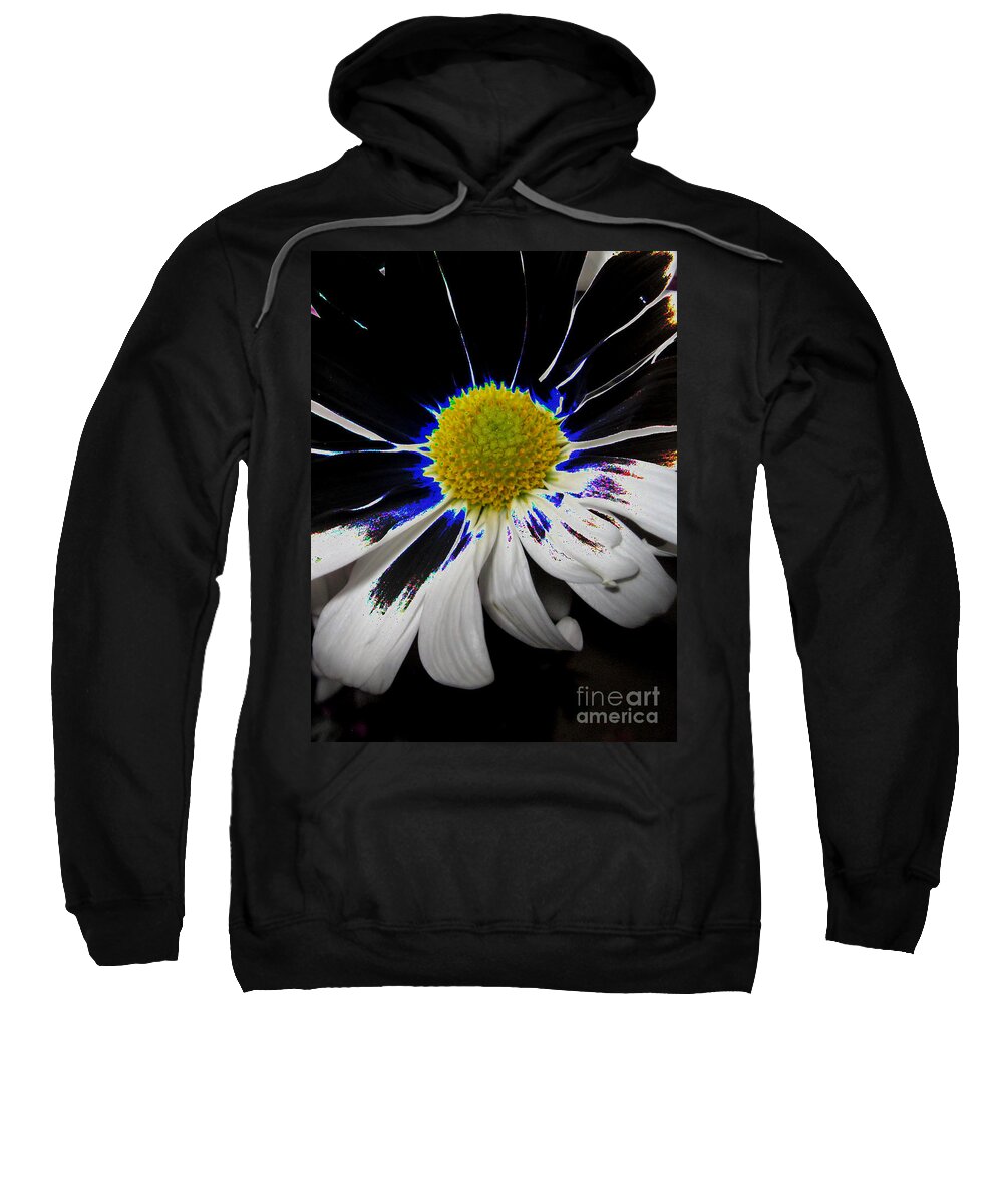 Flower Sweatshirt featuring the digital art Art. White-Black-Yellow Flower 2c10 by Oksana Semenchenko