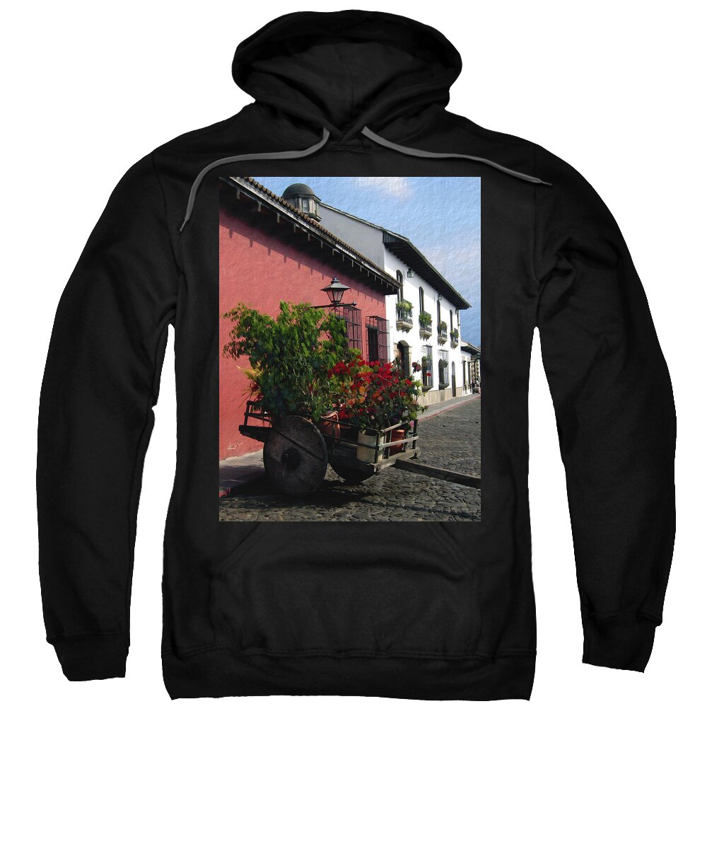 Guatemala Sweatshirt featuring the photograph Flower Wagon Antigua Guatemala by Kurt Van Wagner