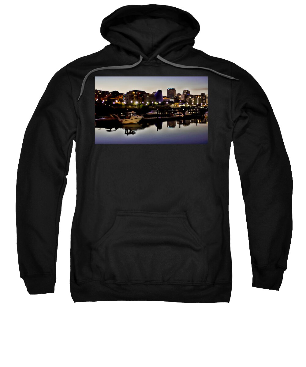 Foss Waterway Sweatshirt featuring the photograph Foss Waterway at night by Ron Roberts