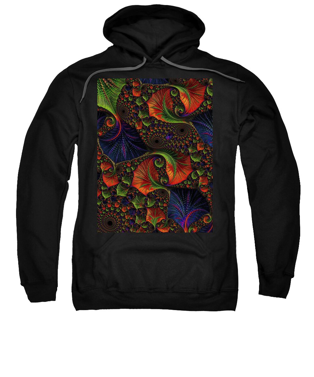 Digital Art Sweatshirt featuring the digital art Fractal Embroidery by Amanda Moore