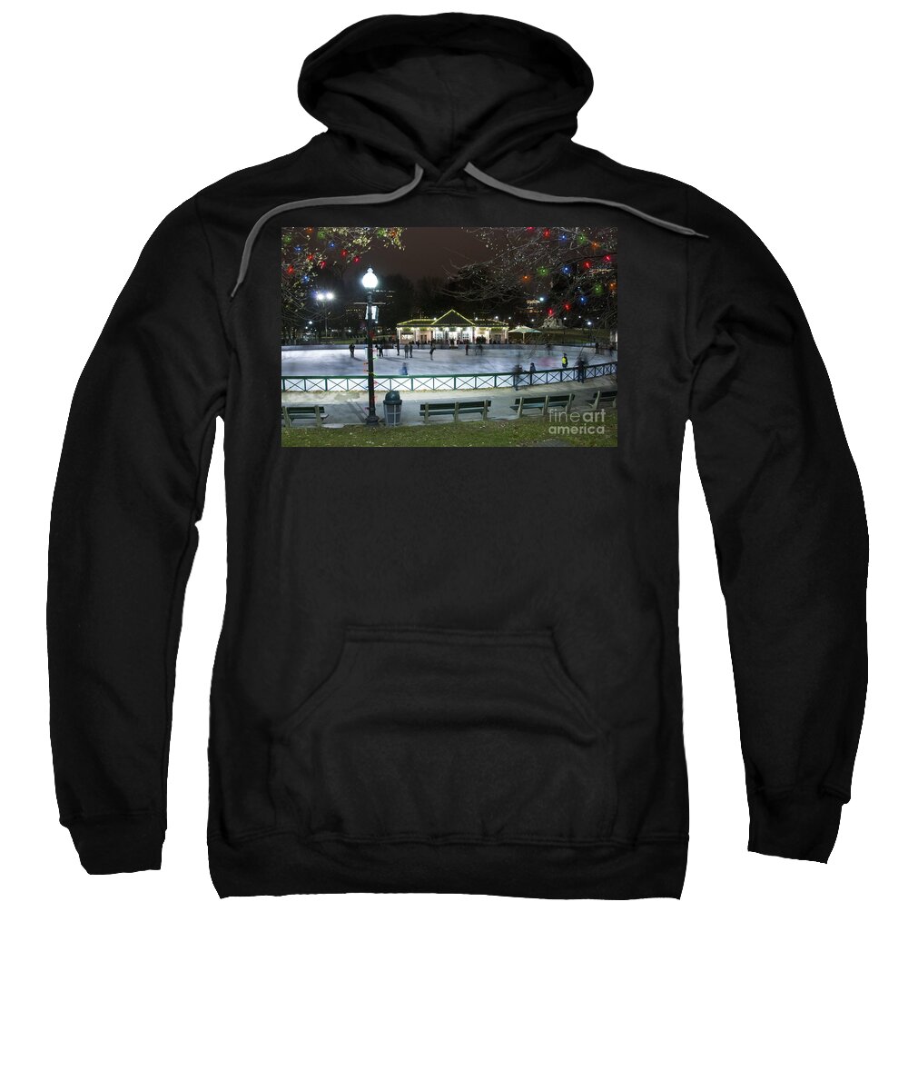 Activity Sweatshirt featuring the photograph Frog Pond Ice Skating Rink in Boston Commons by Juli Scalzi