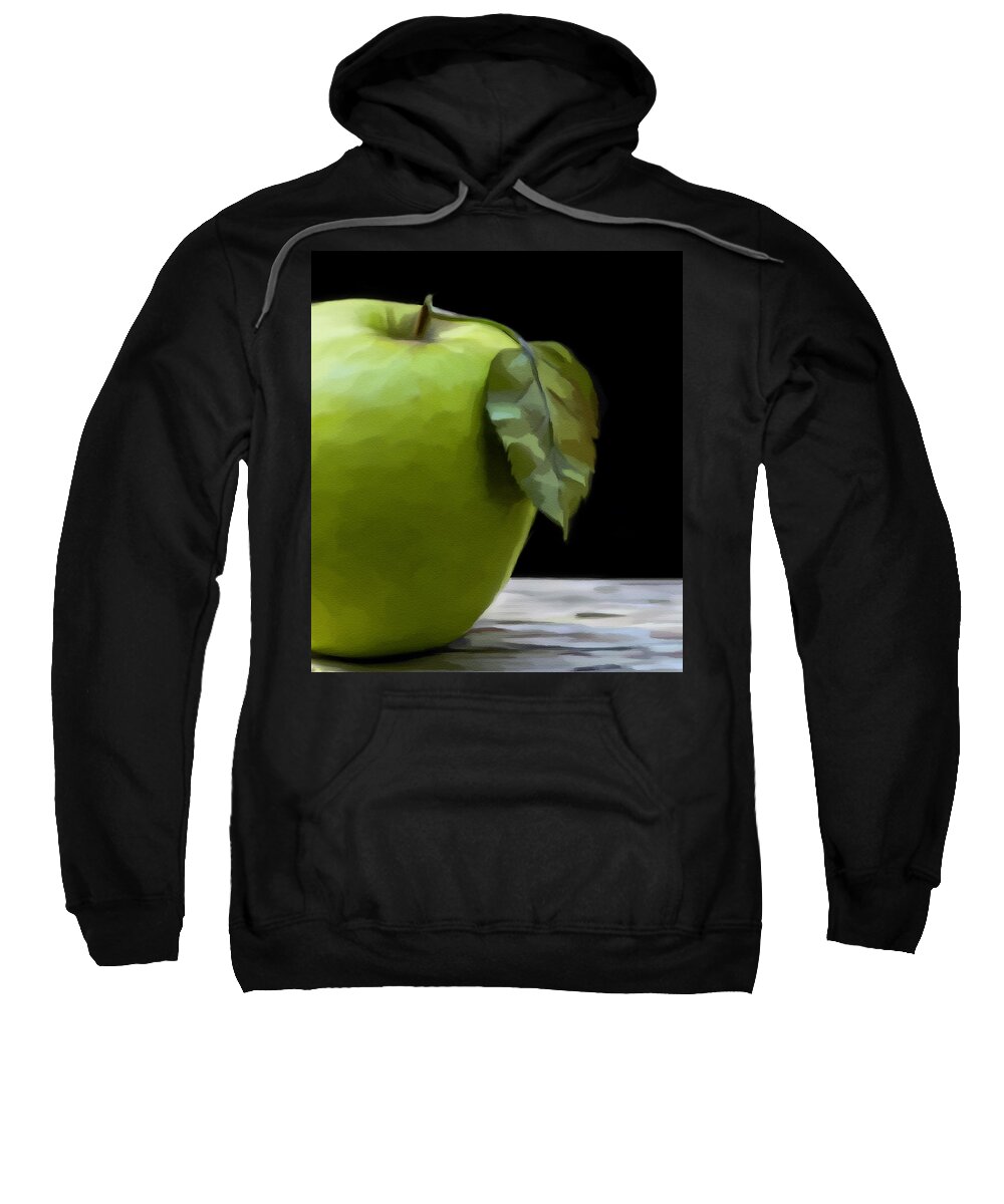 Apple Sweatshirt featuring the digital art Green Apple by Nina Bradica