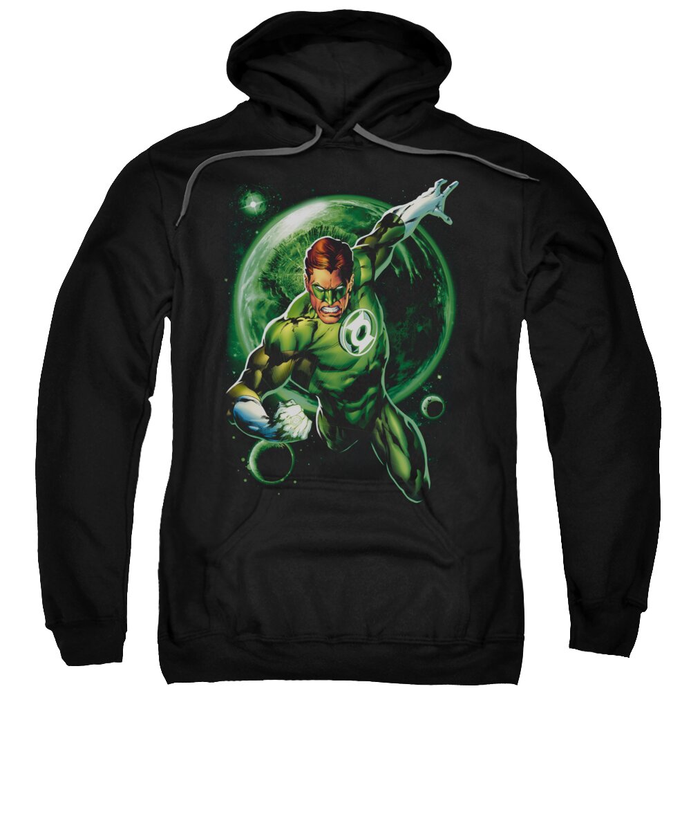Green Lantern Sweatshirt featuring the digital art Green Lantern - Galaxy Glow by Brand A