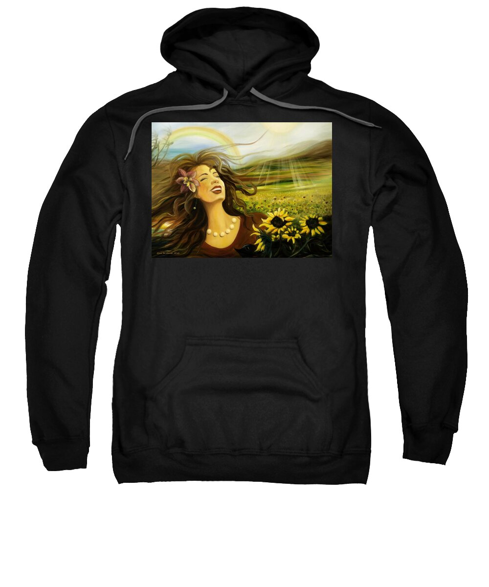 Happy Sweatshirt featuring the painting Happy by Gina De Gorna