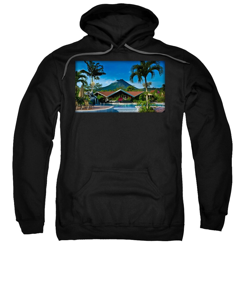 Arenal Springs Hotel Sweatshirt featuring the photograph Hotel with a Hot View by Gary Keesler