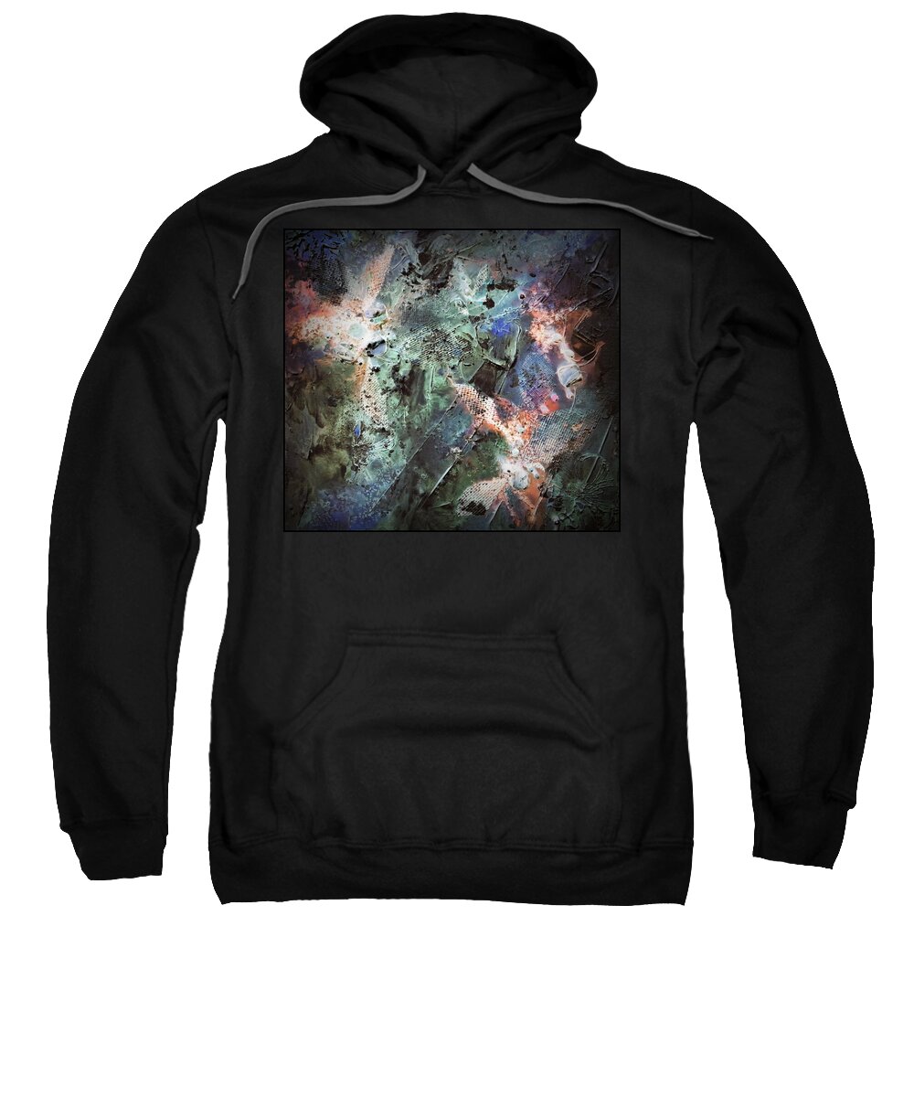 Abstract Sweatshirt featuring the digital art Implosion by Jo Smoley