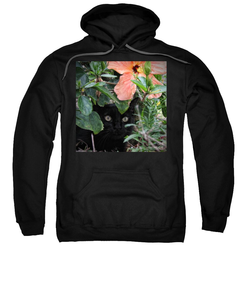 Black Sweatshirt featuring the photograph In His Jungle by Peggy Hughes