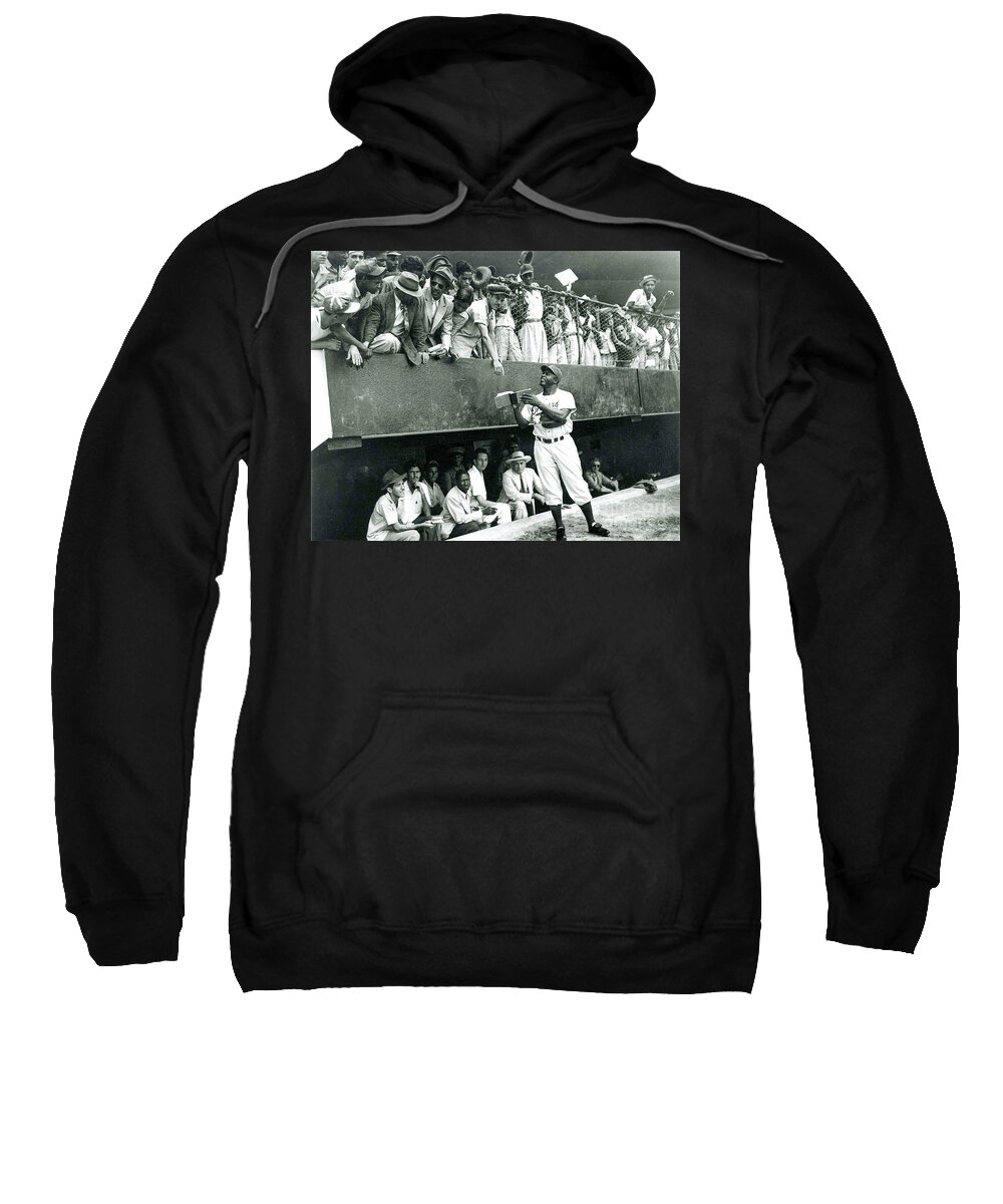 Jackie Robinson Sweatshirt featuring the photograph Jackie Robinson signs autographs vintage baseball by Vintage Collectables