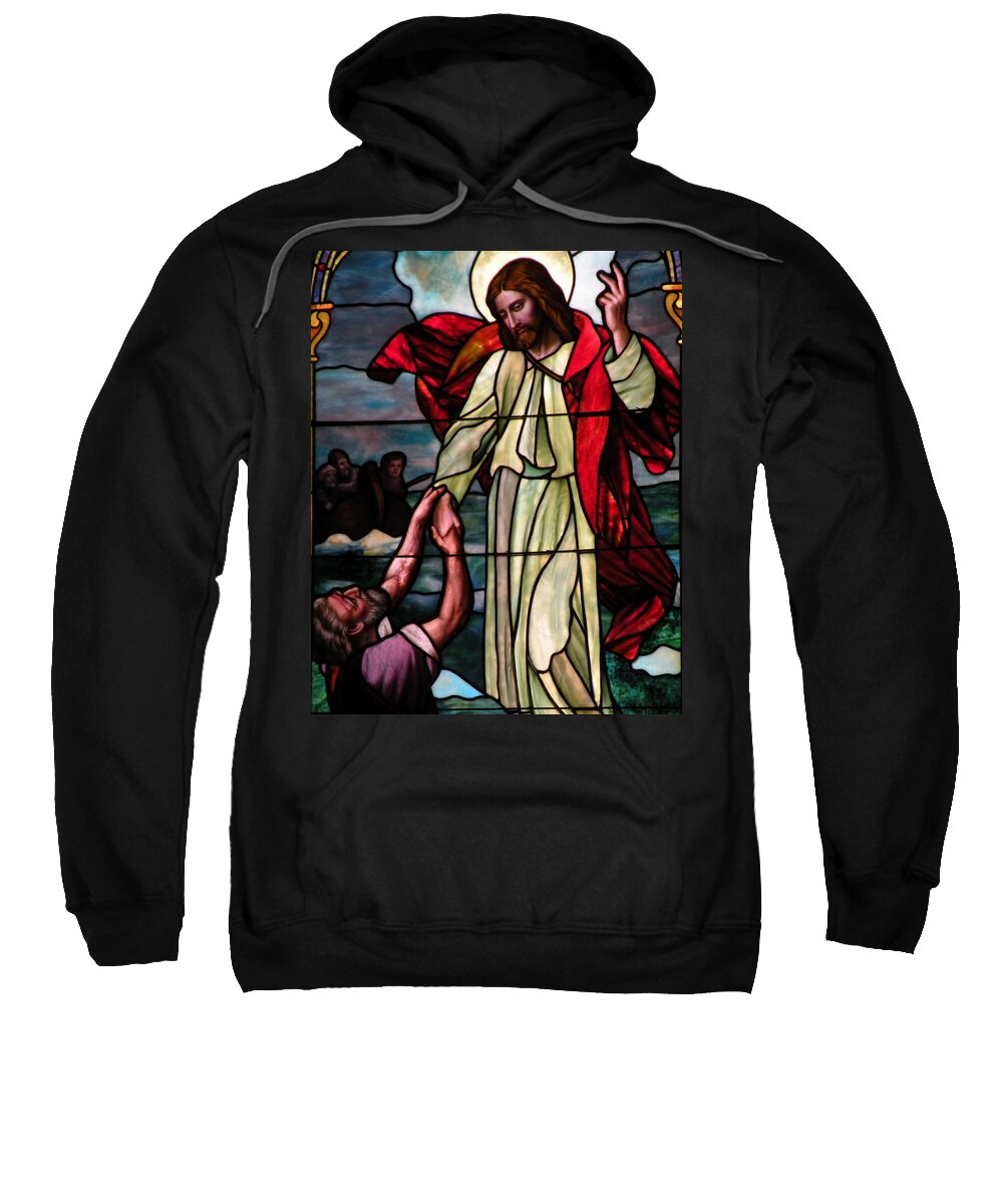 Christmas Sweatshirt featuring the photograph Jesus Rescues Peter from the Sea by Kim Bemis