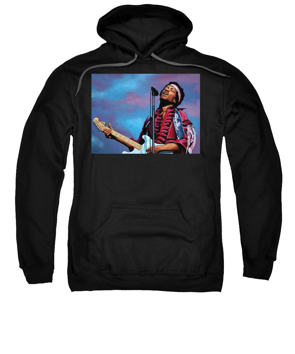 Jimi Hendrix Sweatshirt featuring the painting Jimi Hendrix 2 by Paul Meijering