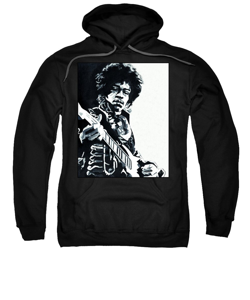Jimi Hendrix Sweatshirt featuring the painting James Marshall Hendrix by Tanya Filichkin