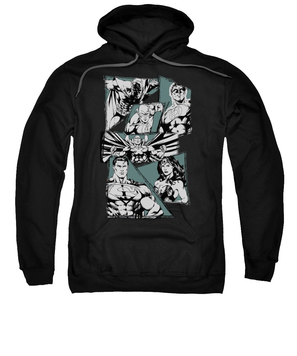 Justice League Of America Sweatshirt featuring the digital art Jla - A Mighty League by Brand A