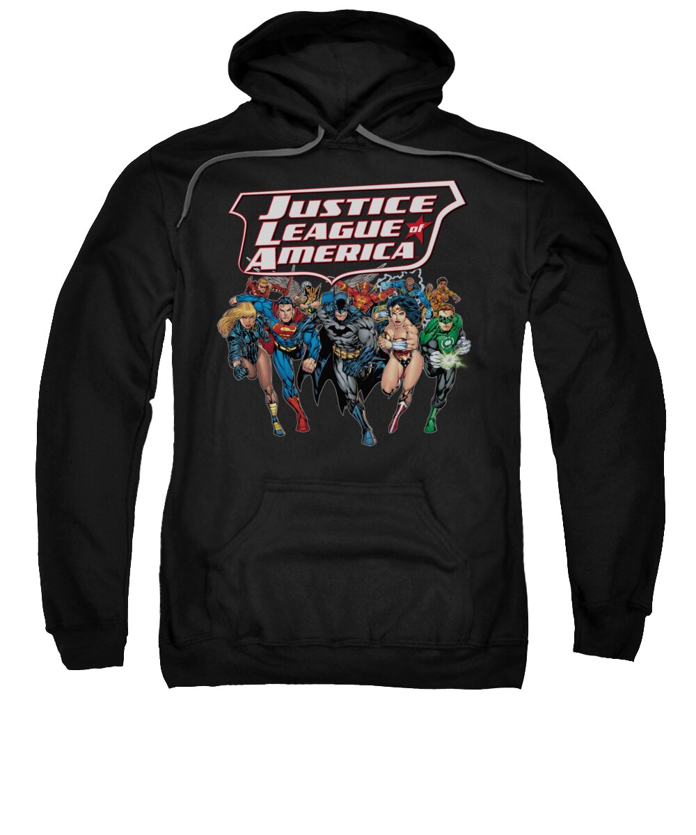  Sweatshirt featuring the digital art Jla - Charging Justice by Brand A
