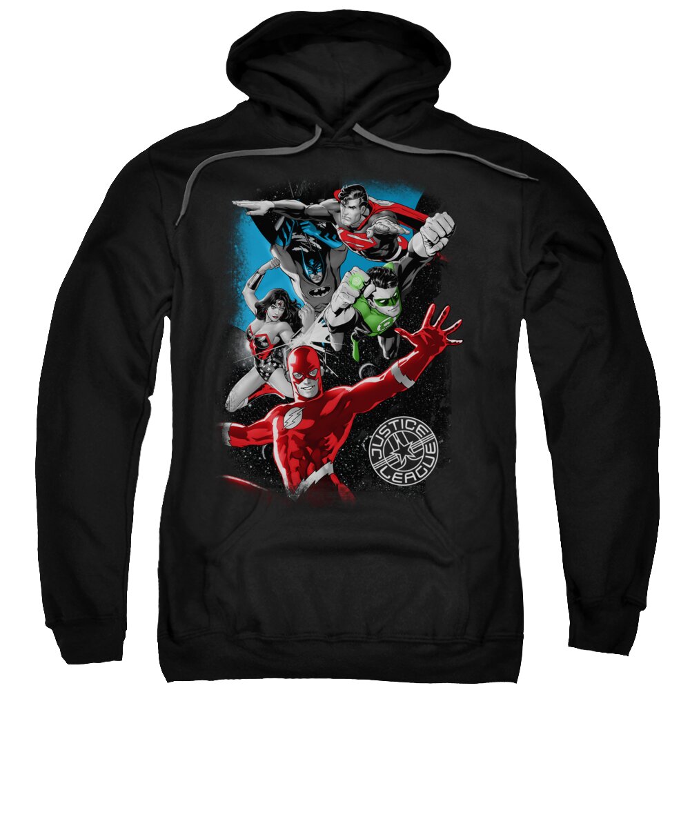 Justice League Of America Sweatshirt featuring the digital art Jla - Galactic Attack by Brand A