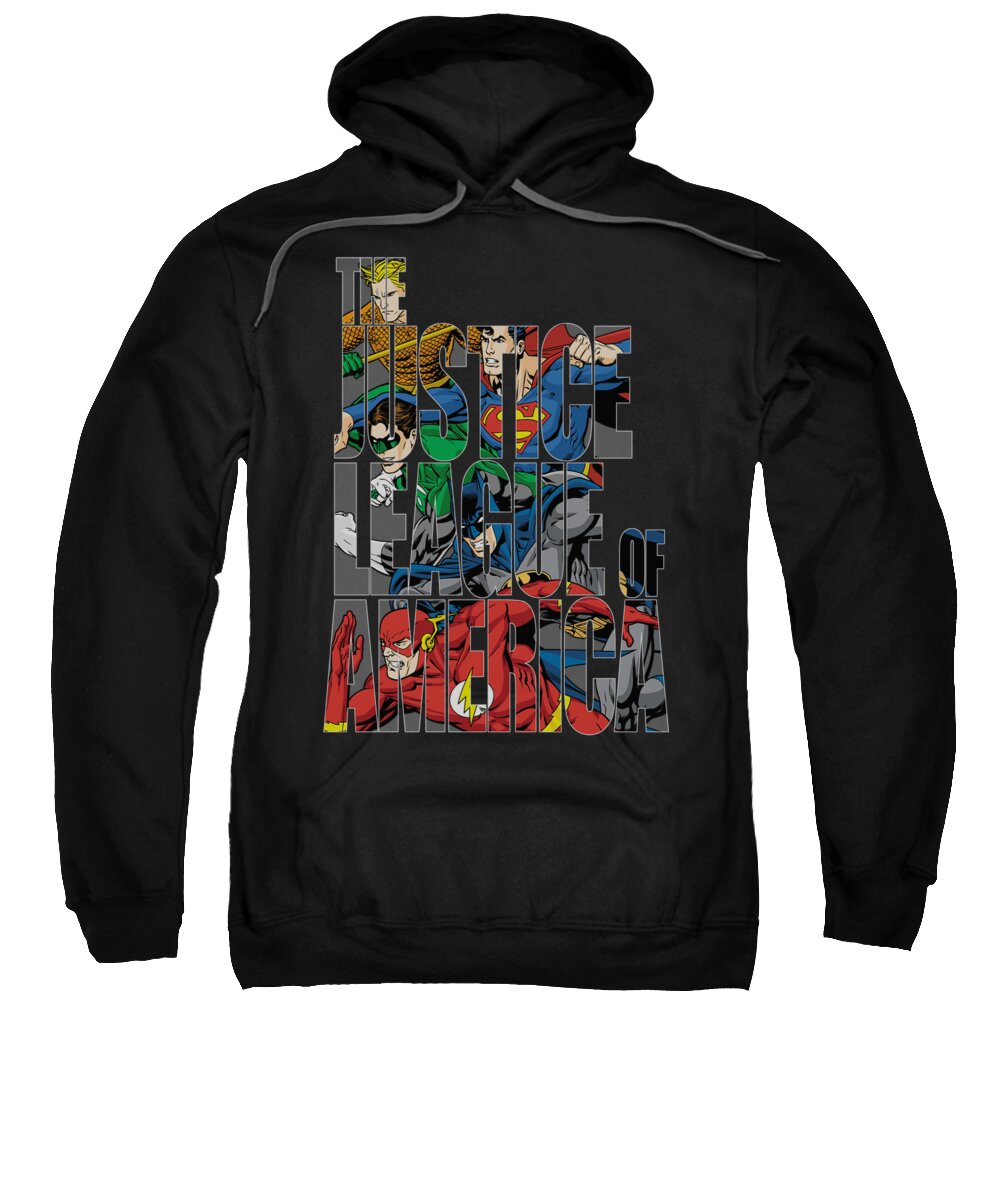 Justice League Of America Sweatshirt featuring the digital art Jla - Lettered League by Brand A