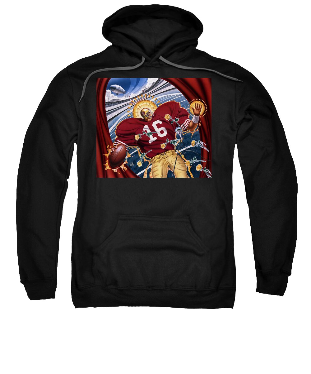 Painting Sweatshirt featuring the painting Joe Montana and The San Francisco Giants by Garth Glazier