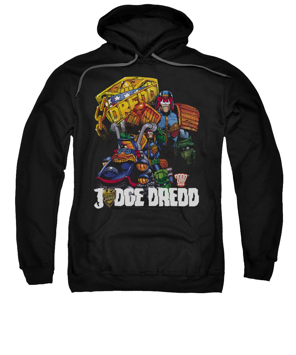 Judge Dredd Sweatshirt featuring the digital art Judge Dredd - Bike And Badge by Brand A