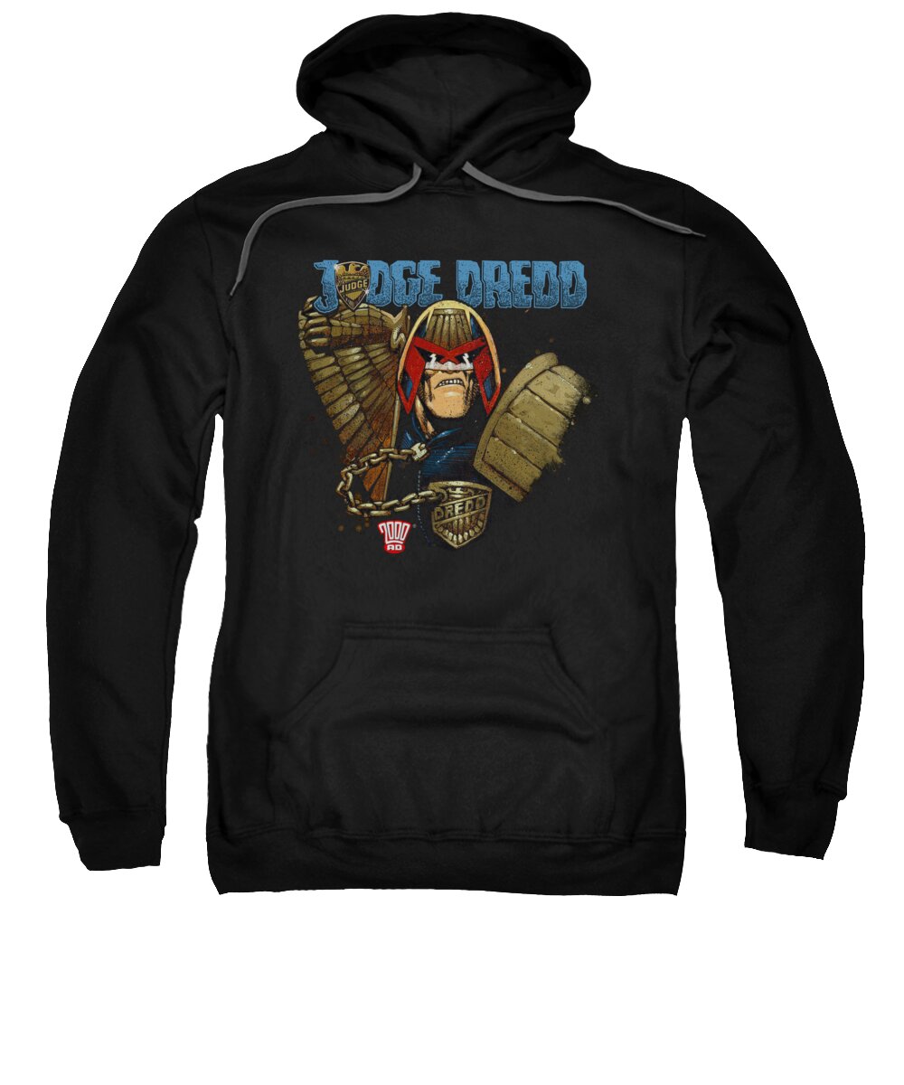 Judge Dredd Sweatshirt featuring the digital art Judge Dredd - Smile Scumbag by Brand A