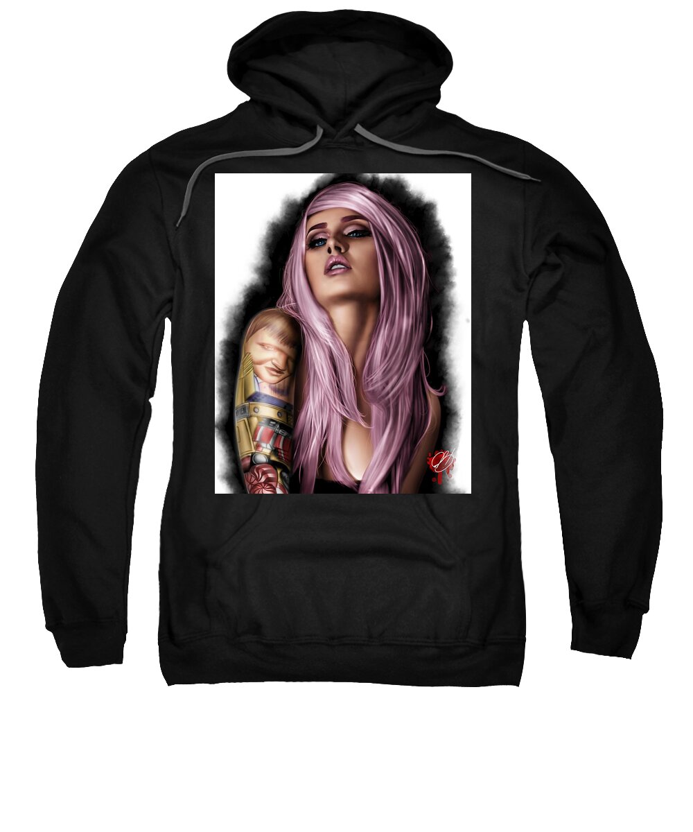  Tattoo Sweatshirt featuring the painting Kelly by Pete Tapang