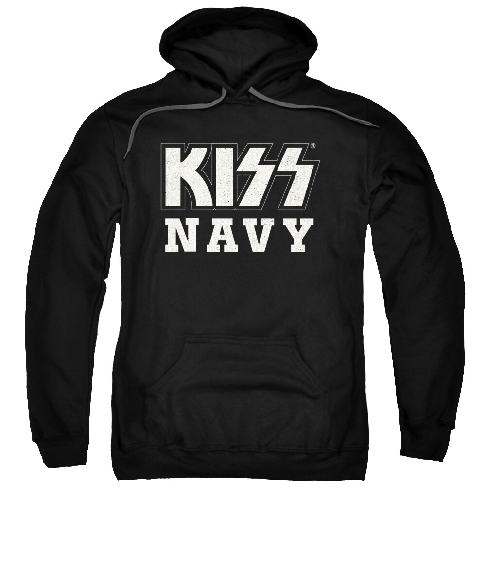  Sweatshirt featuring the digital art Kiss - Navy Block by Brand A