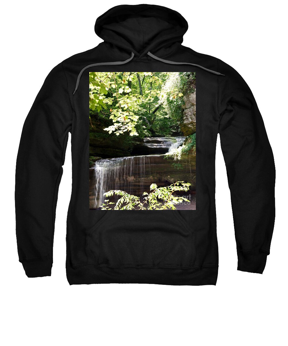 Waterfall Sweatshirt featuring the photograph La Salle Waterfall Starved Rock by Pete Klinger