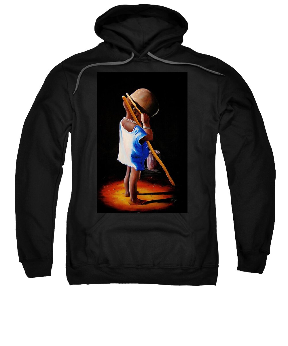 African Paintings Sweatshirt featuring the painting Last of the Stew by Chagwi
