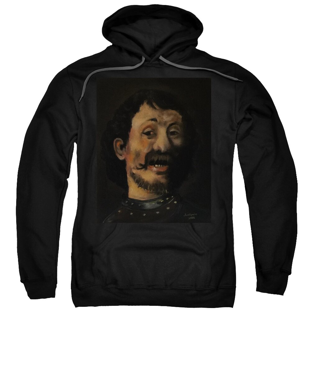 Art Sweatshirt featuring the painting Laughing Man by Ryszard Ludynia