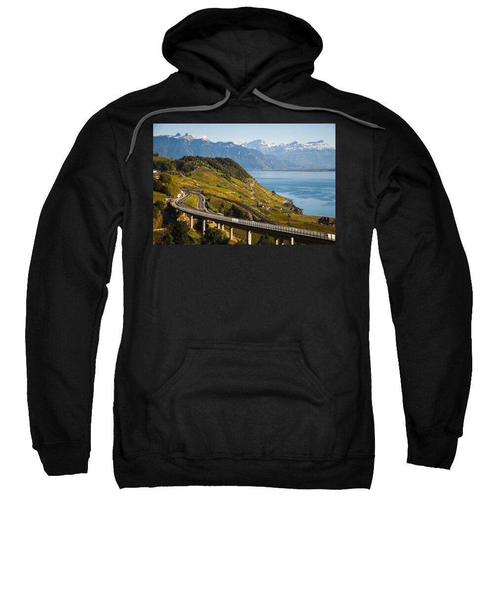 Montreux Switzerland Sweatshirt featuring the photograph Lausanne to Montreux by Rob Hemphill