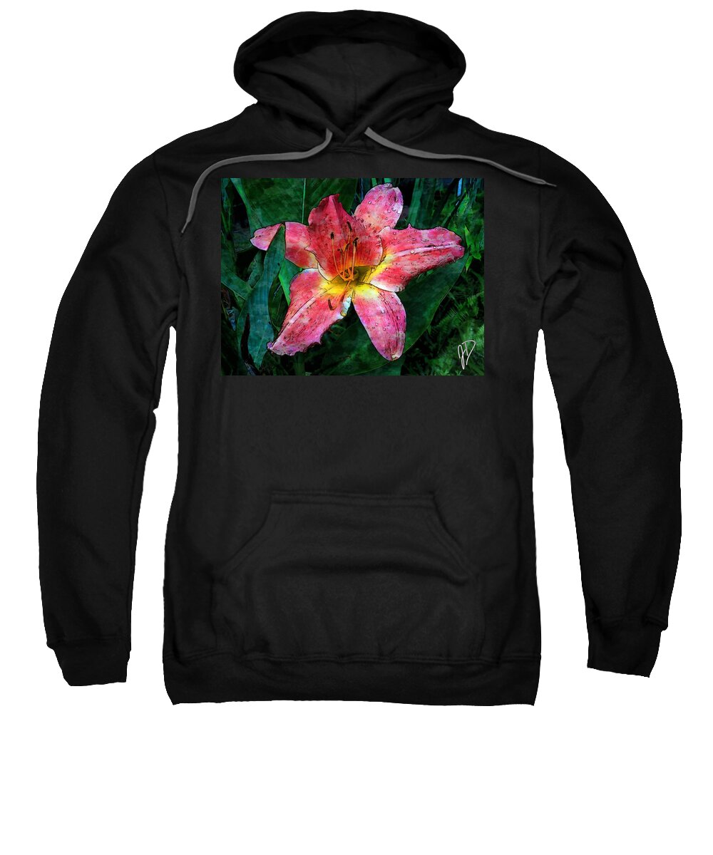 Daylily Sweatshirt featuring the photograph Lilly of the Rain by John Duplantis
