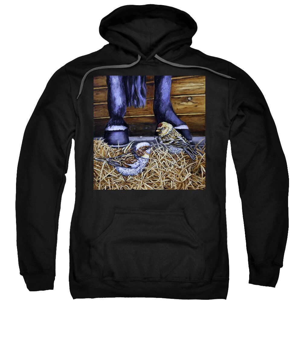 Birds Sweatshirt featuring the painting Little Visitors by Portraits By NC
