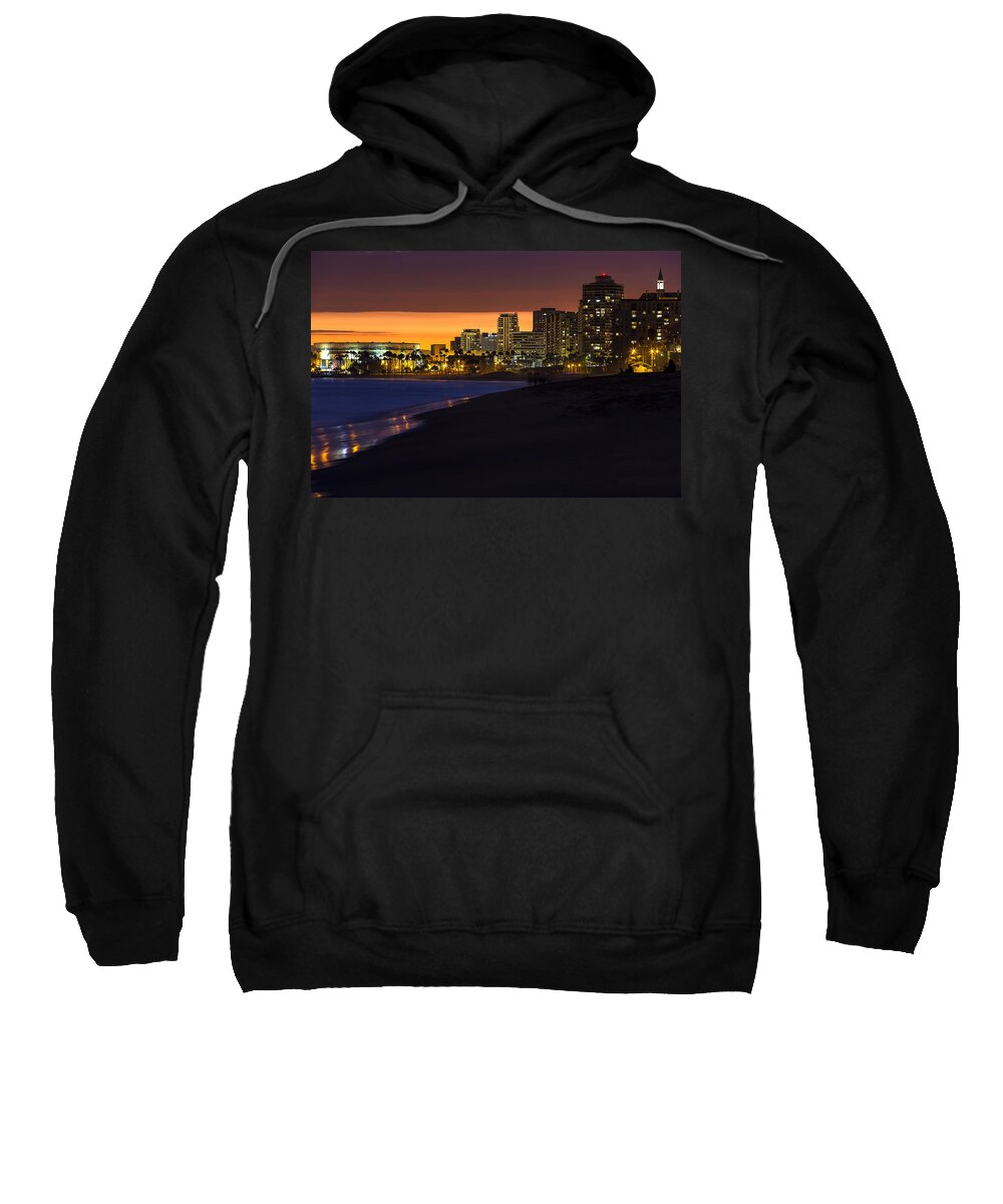 Long Beach Ca Sweatshirt featuring the photograph LONG BEACH COMES ALIVE AT DUSK By Denise Dube by Denise Dube