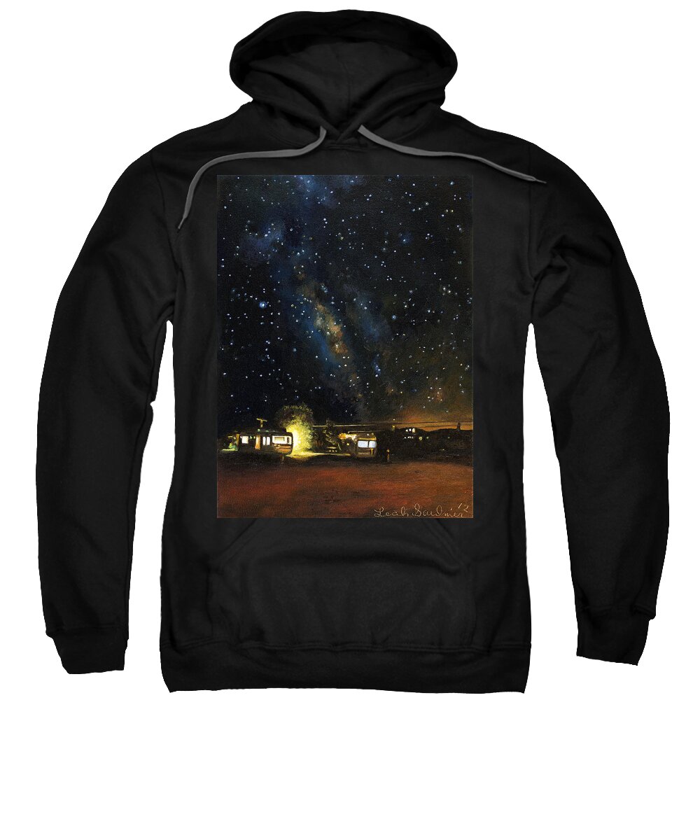 Trailer Sweatshirt featuring the painting Los Rancheros RV Park by Leah Saulnier The Painting Maniac