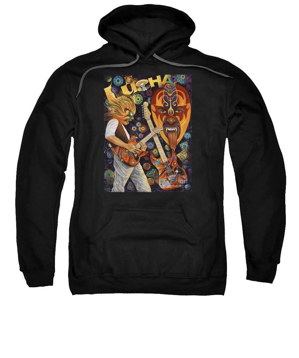 Lucha Sweatshirt featuring the painting Lucha Rock by Ricardo Chavez-Mendez
