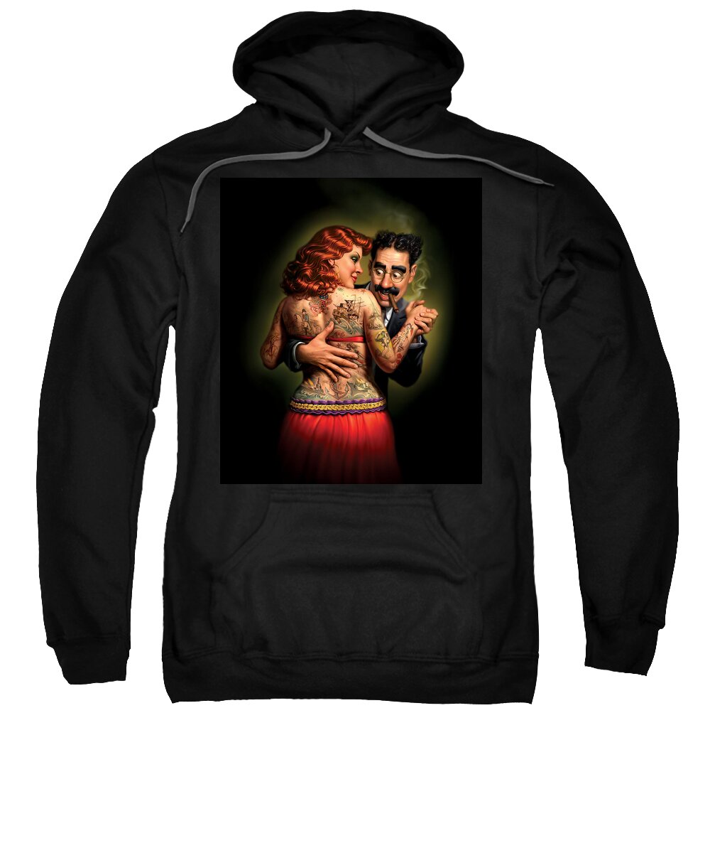 Tattoos Sweatshirt featuring the painting Lydia the Tattooed Lady by Mark Fredrickson