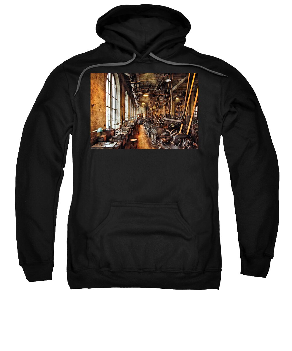 Machinist Sweatshirt featuring the photograph Machinist - Machine Shop Circa 1900's by Mike Savad