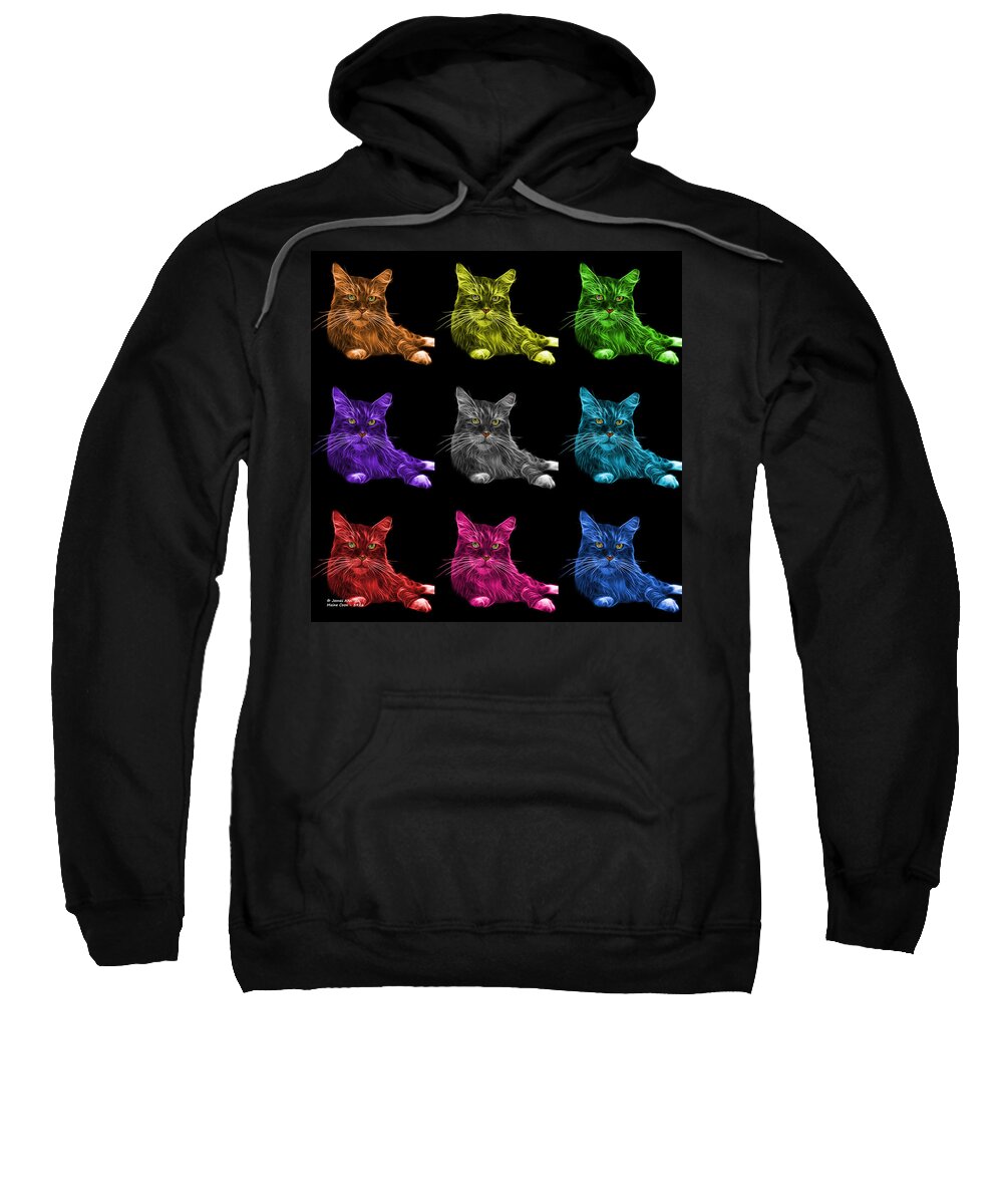 Cat Sweatshirt featuring the painting Maine Coon Cat - 3926 - BB - M by James Ahn