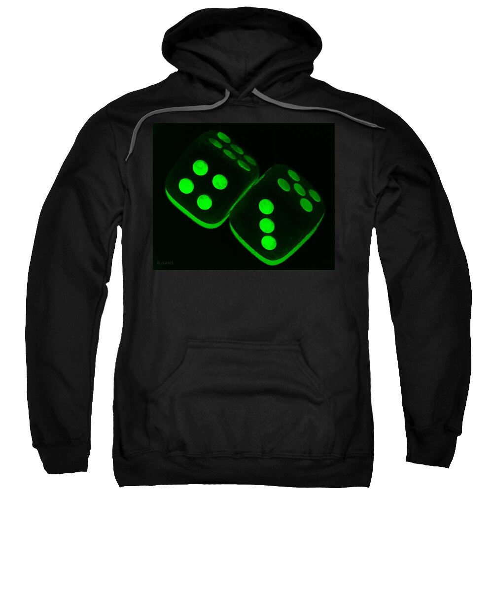 Dice Sweatshirt featuring the photograph MAMA'S FUZZY DICE in GREEN by Rob Hans