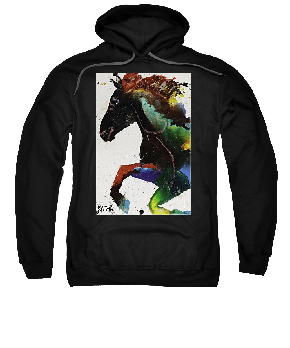 Horse Sweatshirt featuring the painting Manely.Hair by Kasha Ritter