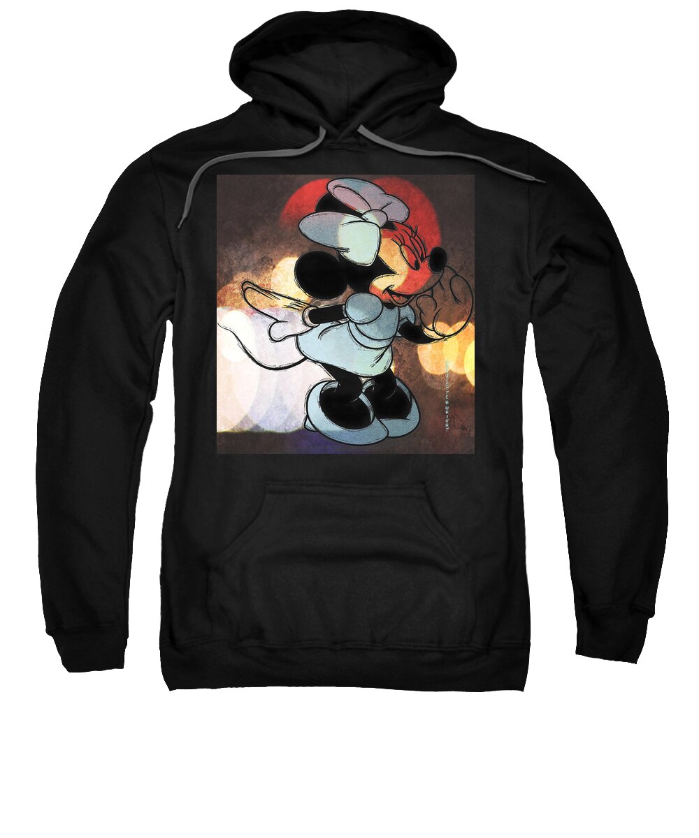 Art Sweatshirt featuring the digital art Minnie Mouse sketchy by Paulette B Wright
