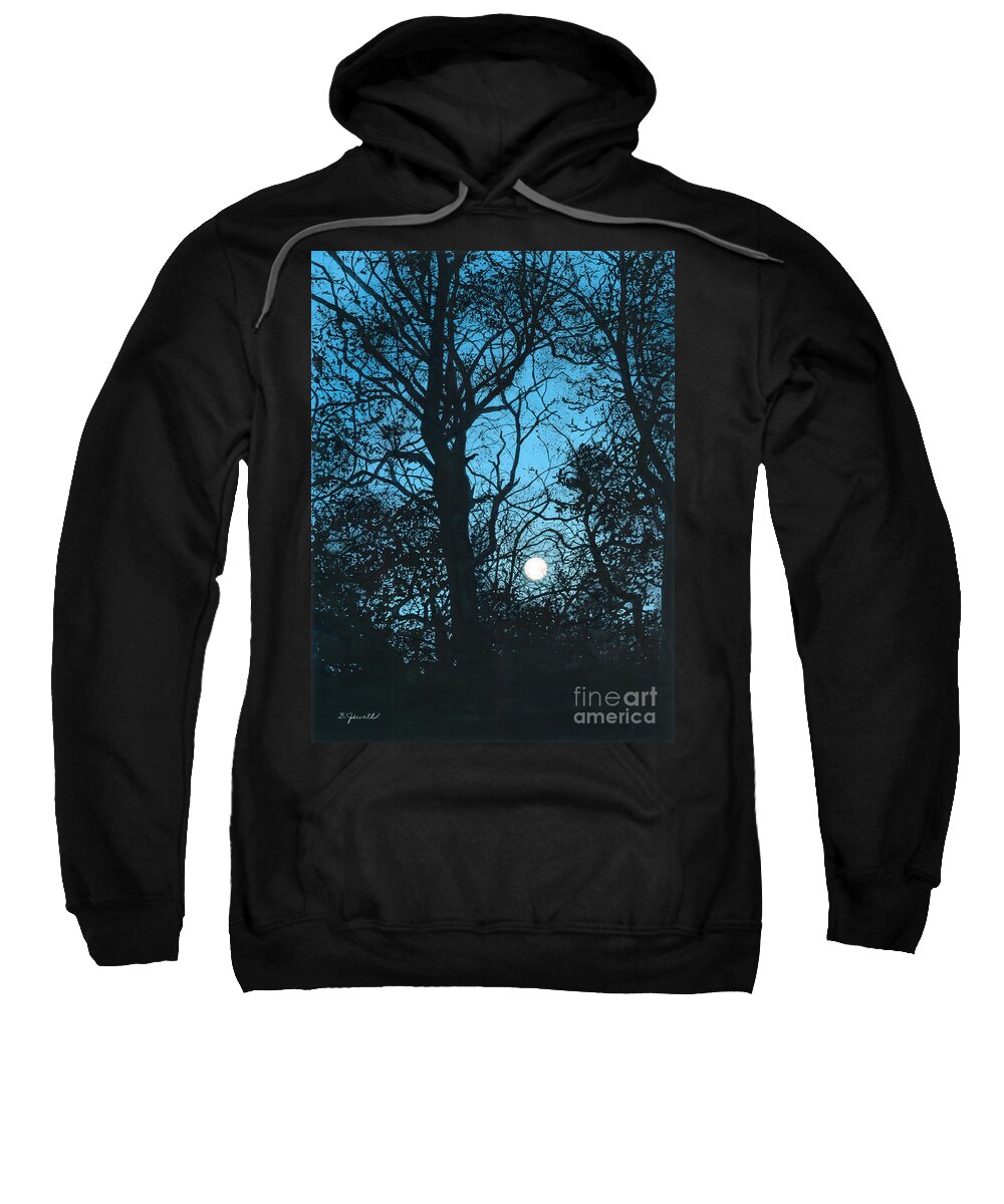 Water Color Trees Sweatshirt featuring the painting Moon Over Pittsburgh by Barbara Jewell