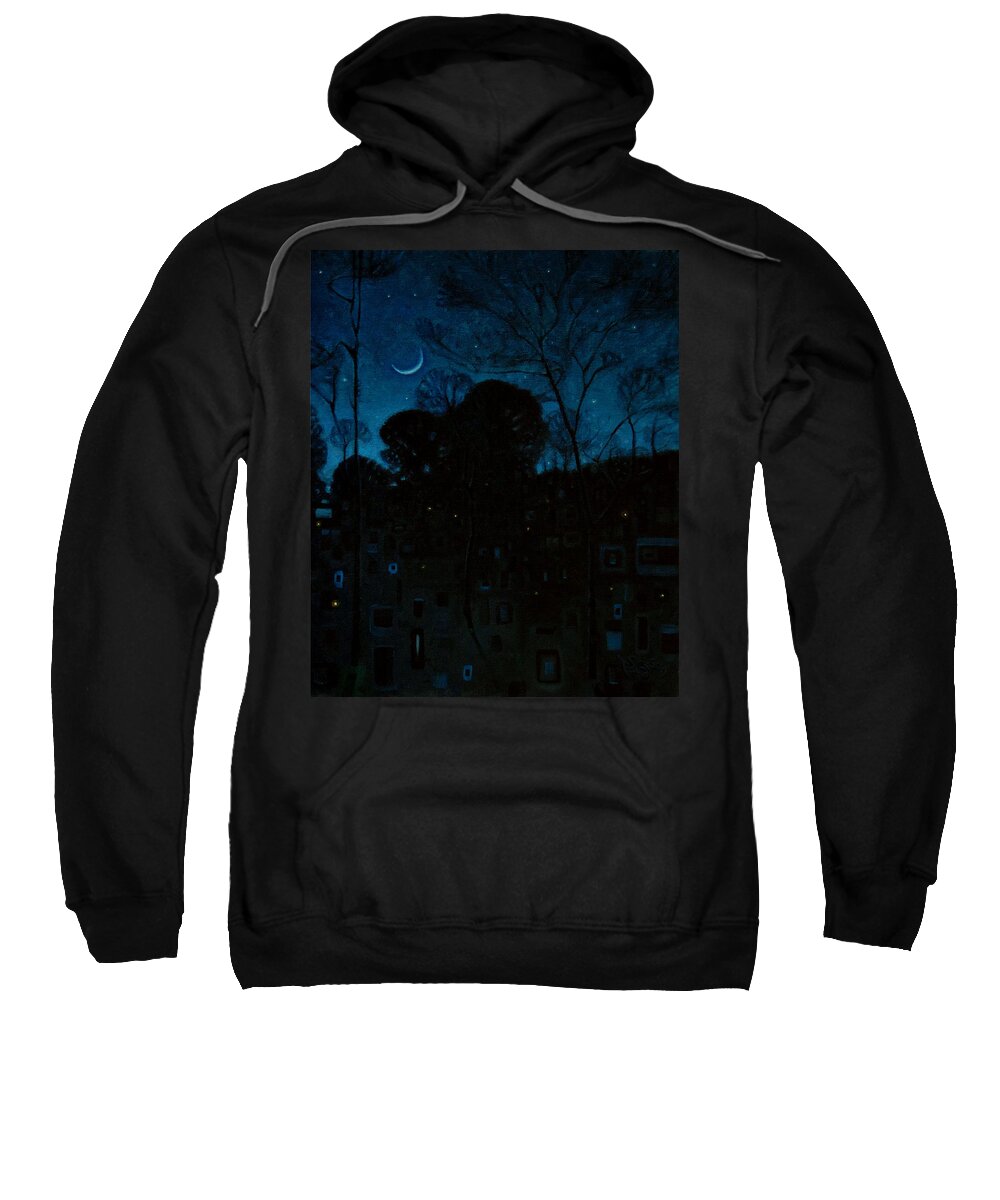 Moonlight Sweatshirt featuring the painting Moonlight and Fireflies by T S Carson