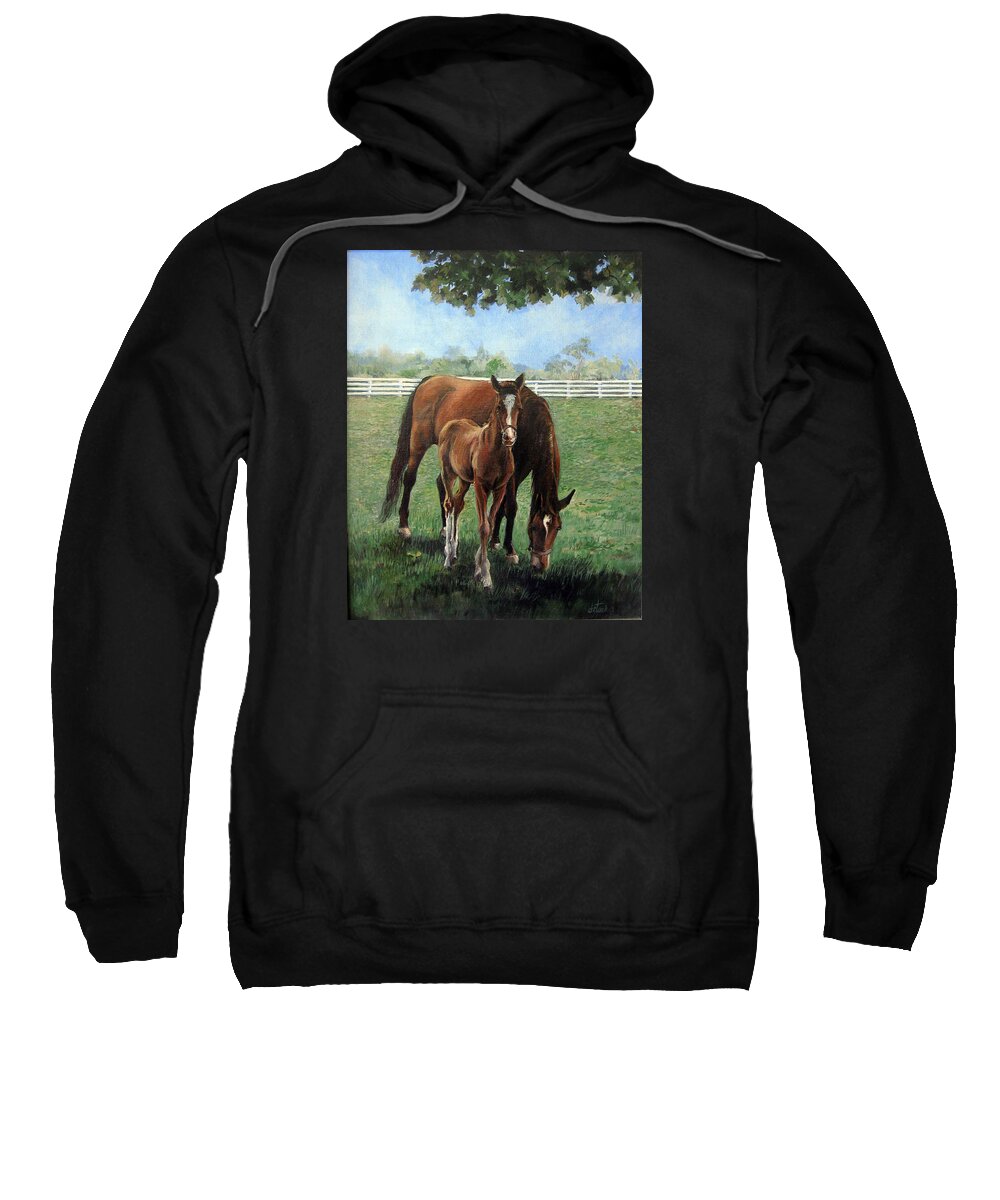 Nature Sweatshirt featuring the painting Mother and Colt by Donna Tucker