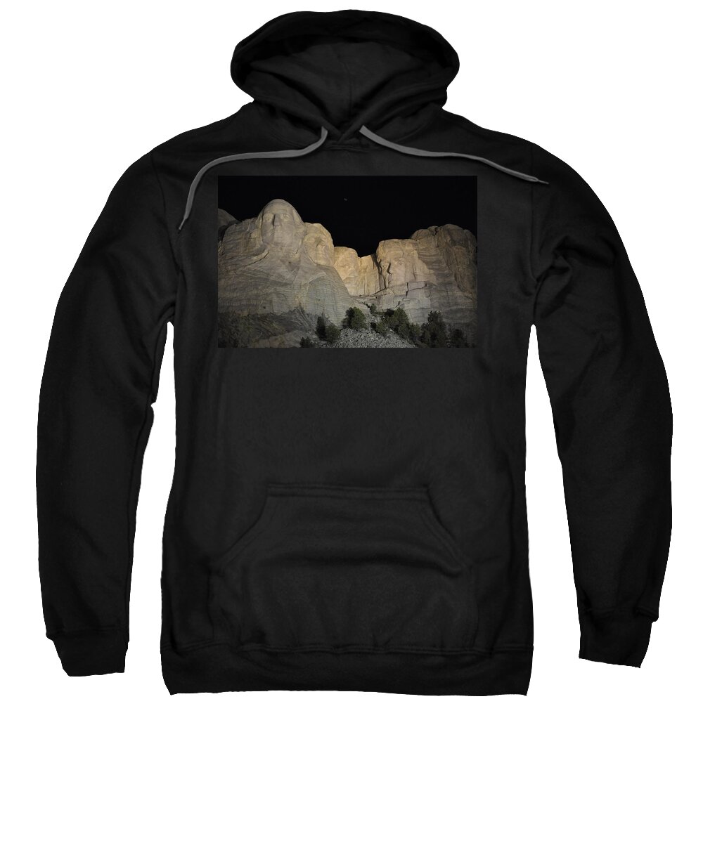 Mt Rushmore National Monument Sweatshirt featuring the photograph Mt. Rushmore at Night by Frank Madia