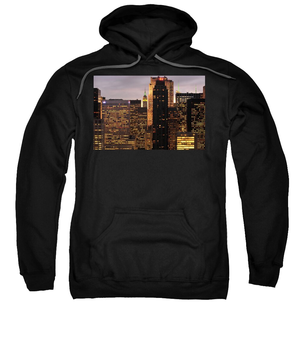 Nyc Sweatshirt featuring the photograph Nyc Midtown Golden Lights by Joseph Hedaya
