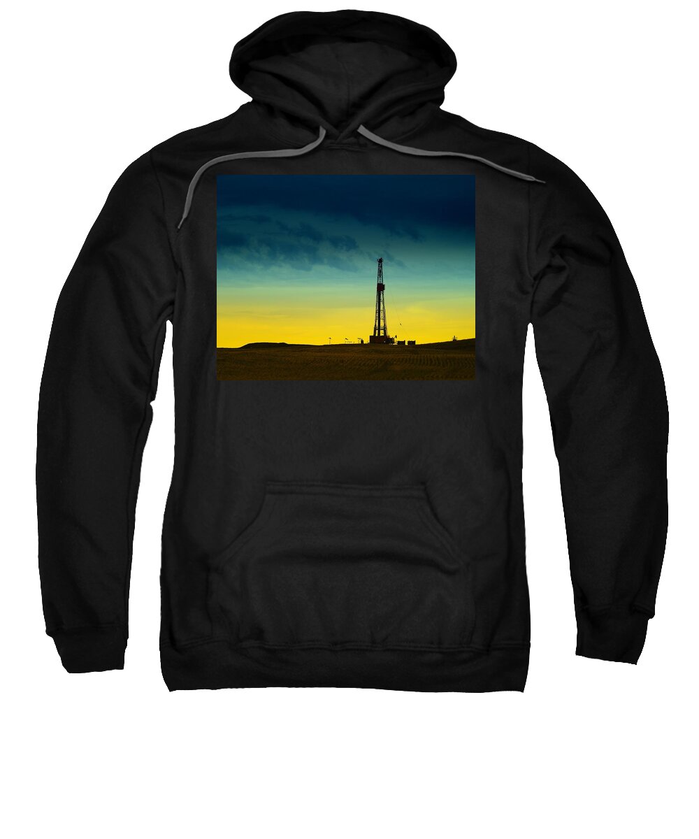 Oil Rigs Sweatshirt featuring the photograph Oil Rig In The Spring by Jeff Swan