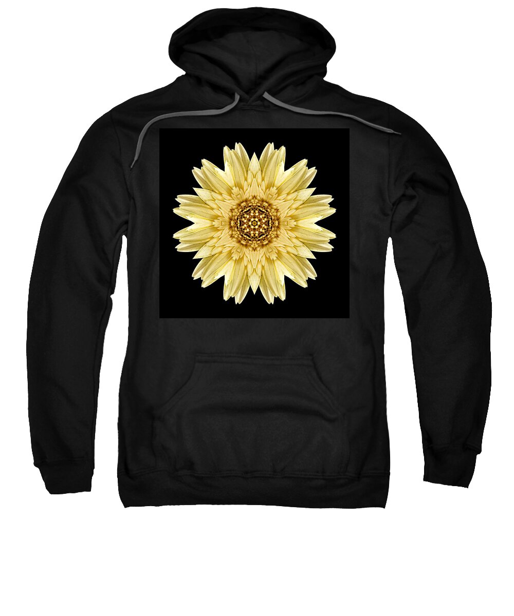 Flower Sweatshirt featuring the photograph Pale Yellow Gerbera Daisy I Flower Mandala by David J Bookbinder