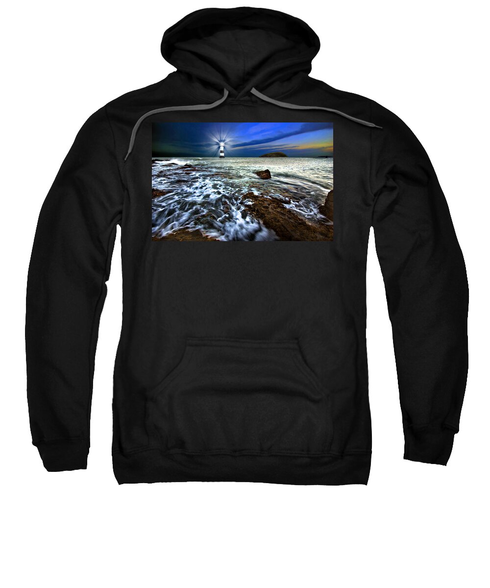 Penmon Sweatshirt featuring the photograph Penmon Light And Puffin Island by Meirion Matthias